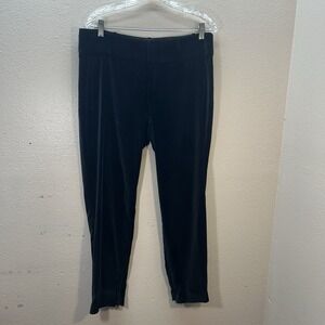 Alice + Olivia Pants Sz 10 Black Velvet Slim Straight Leg Mid Rise Career